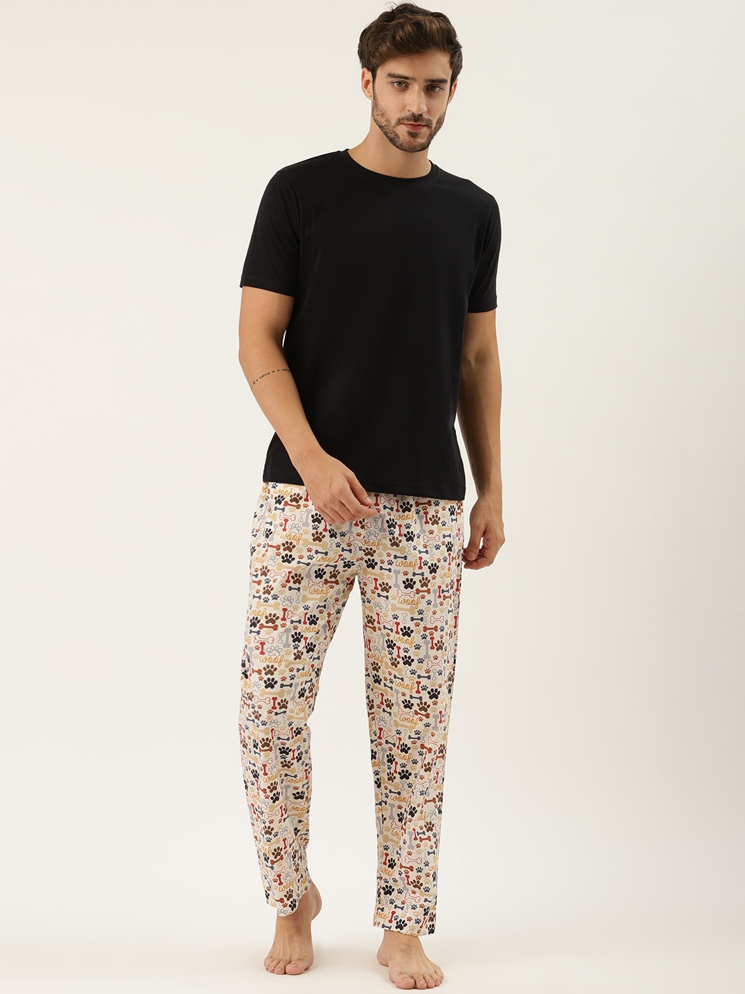 

Rapra The Label Men Black & White Pure Cotton Printed Night suit