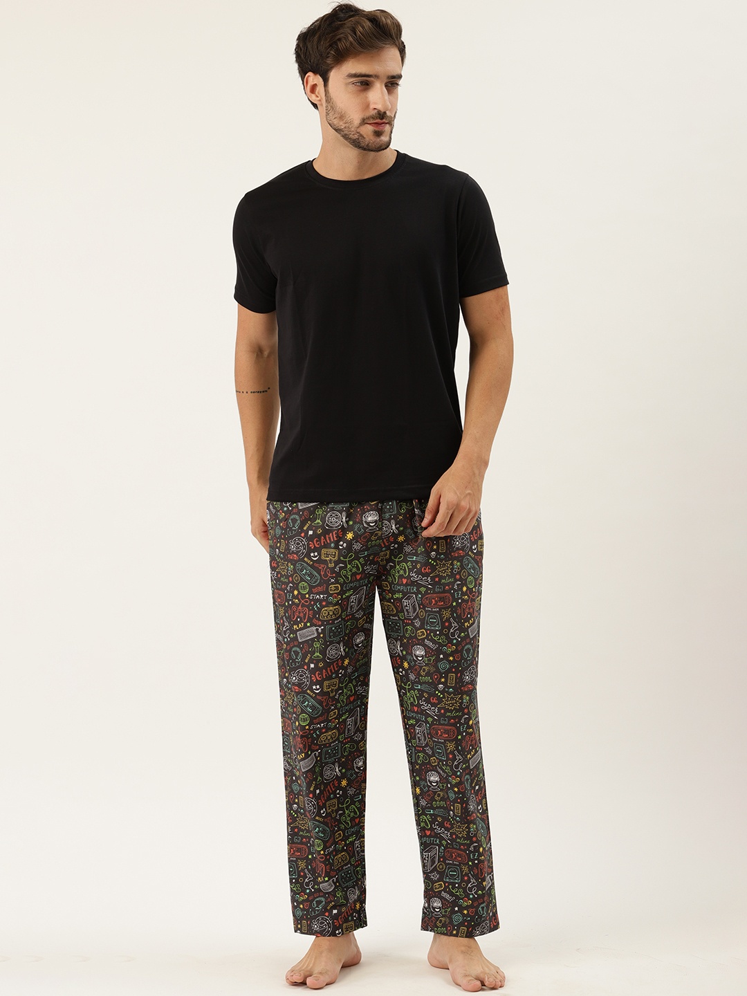 

Rapra The Label Men Black & Grey Pure Cotton Solid Night suit