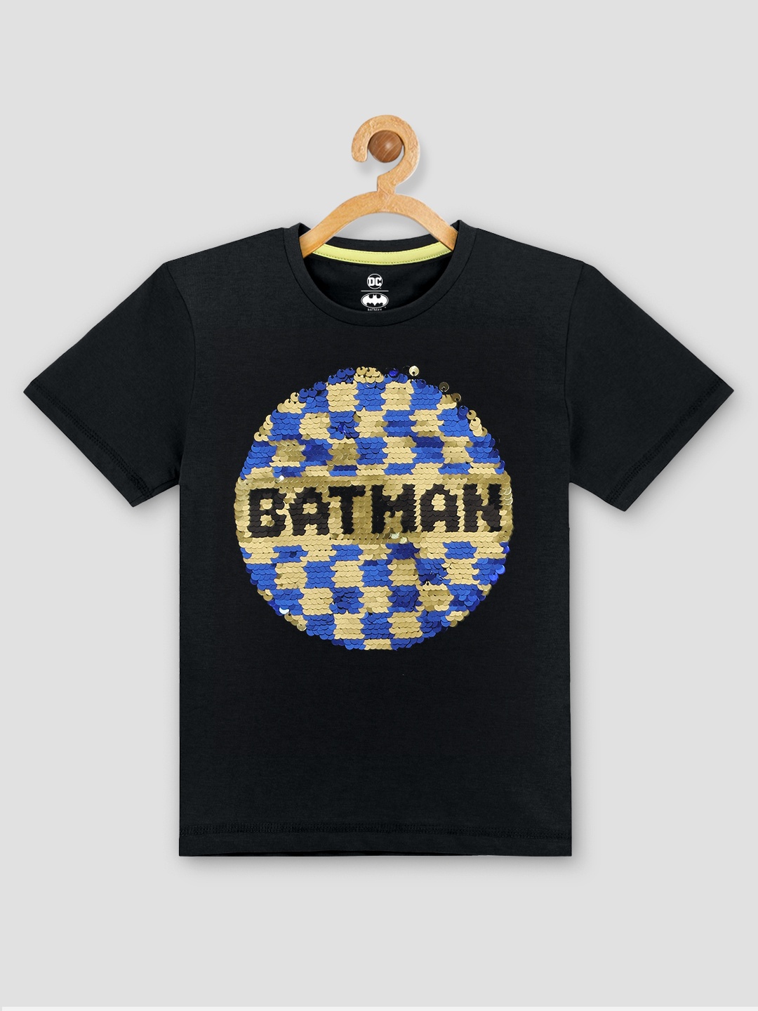 

Kids Ville Boys Black Batman Printed Round Neck T-shirt