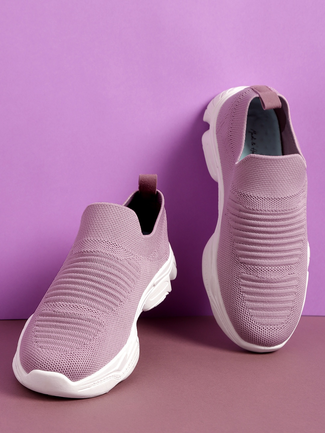 

Mast & Harbour Women Purple Woven Design Slip-On Sneakers