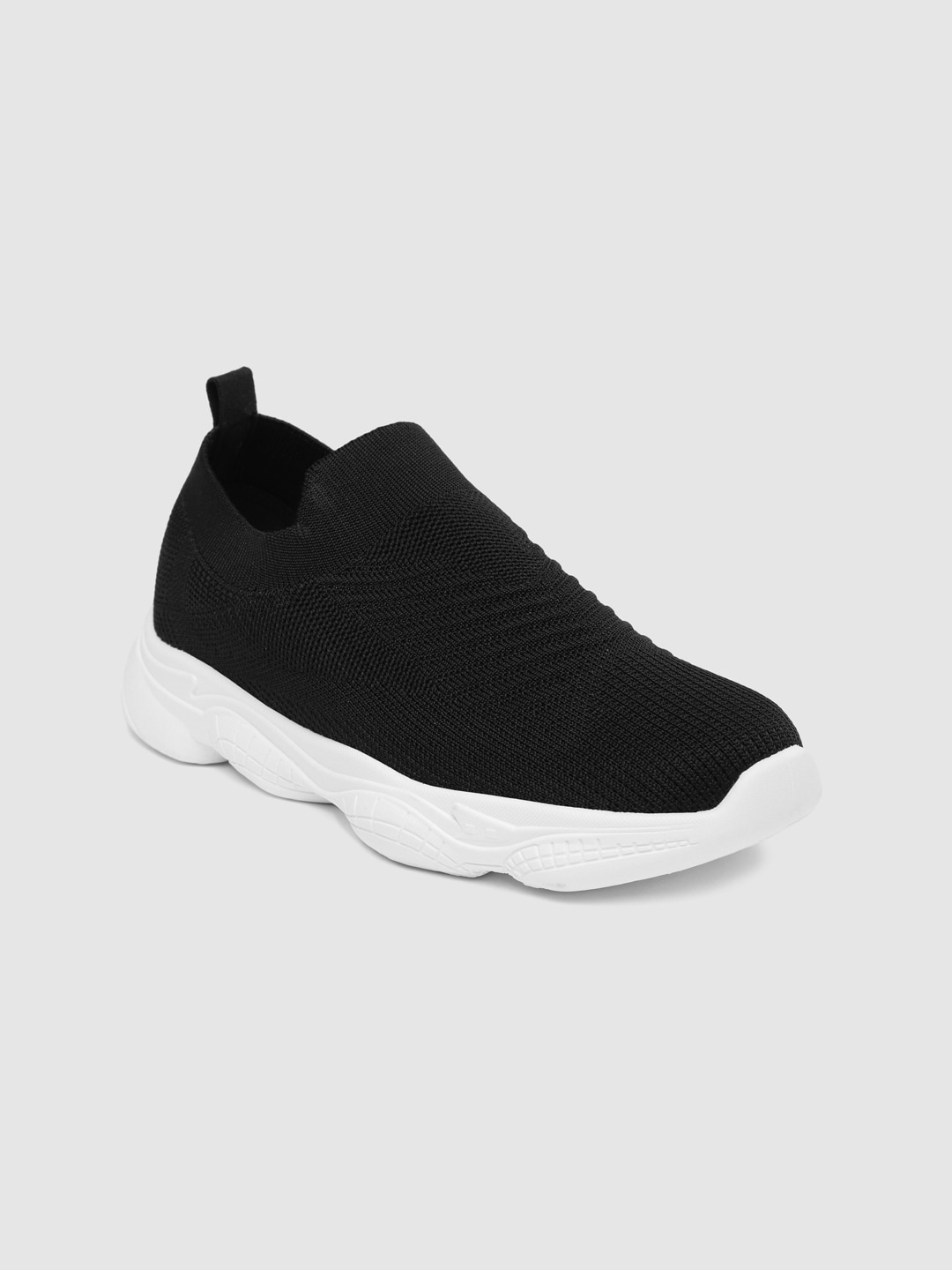 

Mast & Harbour Women Black Woven Design Slip-On Sneakers