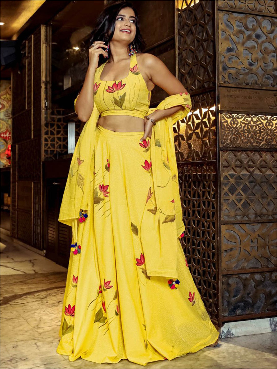 

Lavanya The Label Women Yellow & Red Printed Top with Palazzos