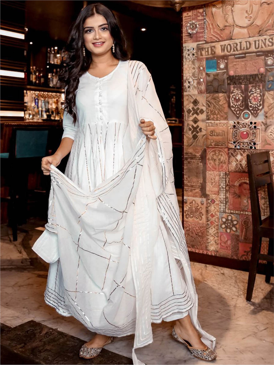

Lavanya The Label Women White Solid Kurta with Trousers & Dupatta