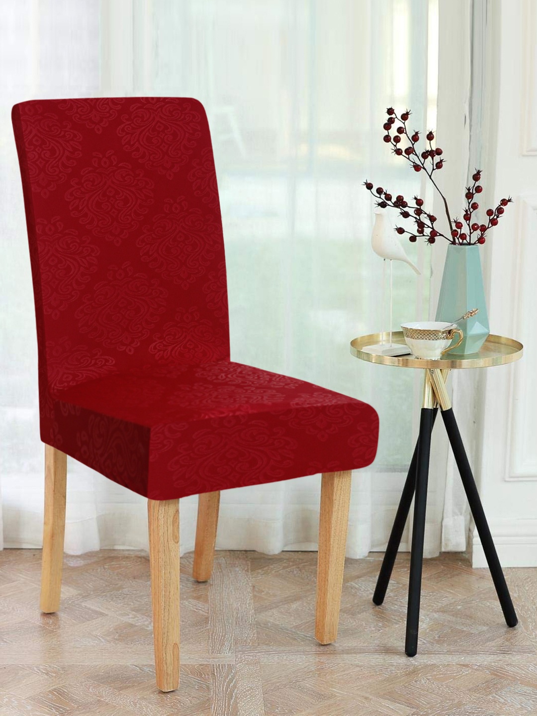

Cortina Set of 8 Maroon Printed Chair Covers