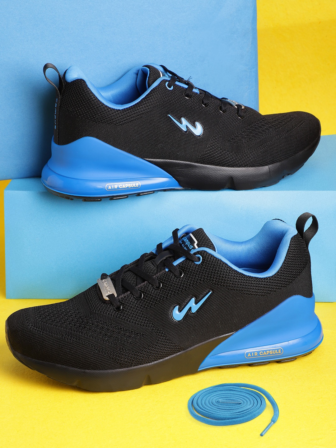 

Campus Men Black & Blue Flying Fury Woven Design Running Shoes