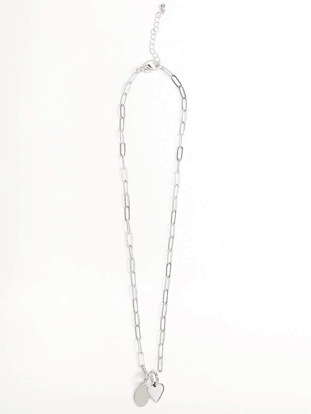 

MANGO Women Set of 2 Silver-Toned Geometric Pendants with A Chain