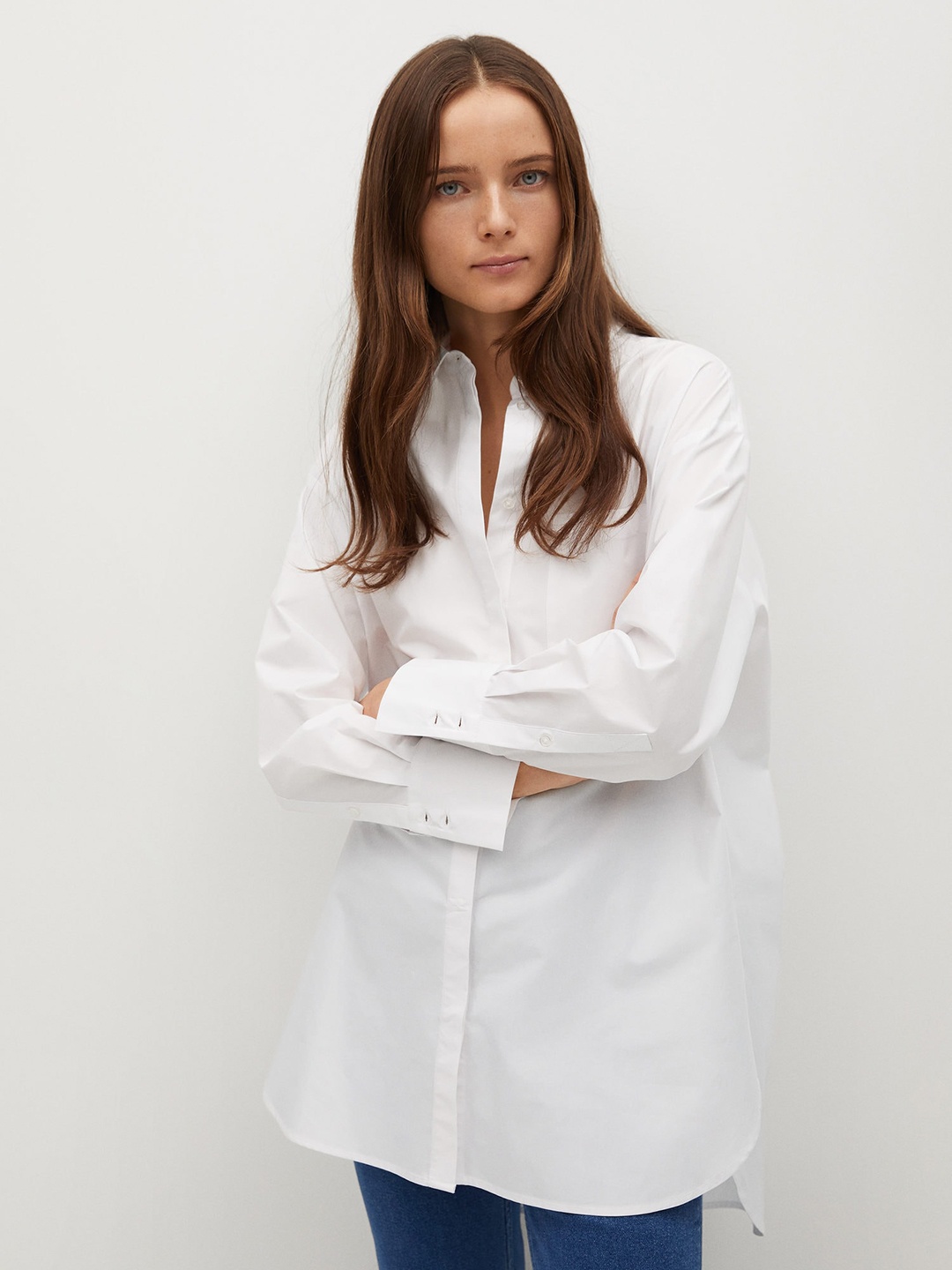 

MANGO Women Sustainable White Regular Fit Solid Oversized Casual Shirt