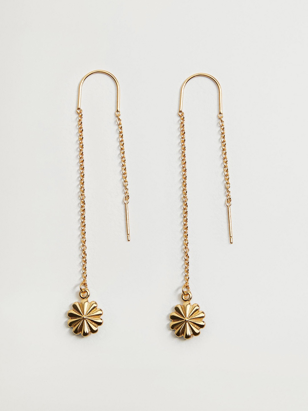 

MANGO Gold-Toned Floral Needle Drop Earrings