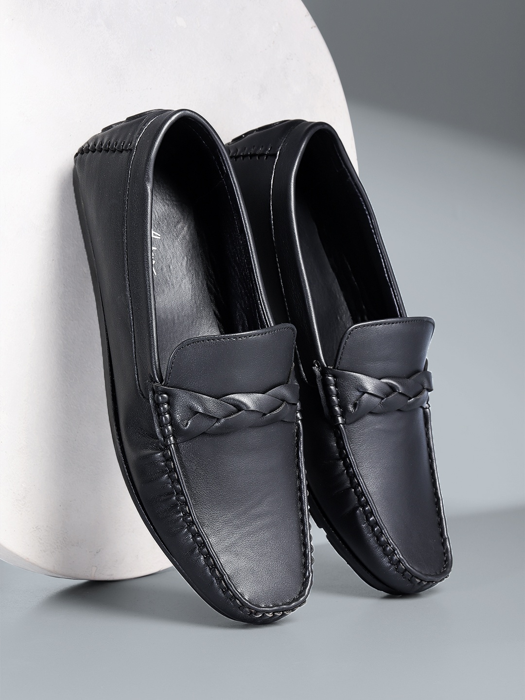 

Mast & Harbour Men Black Solid Loafers