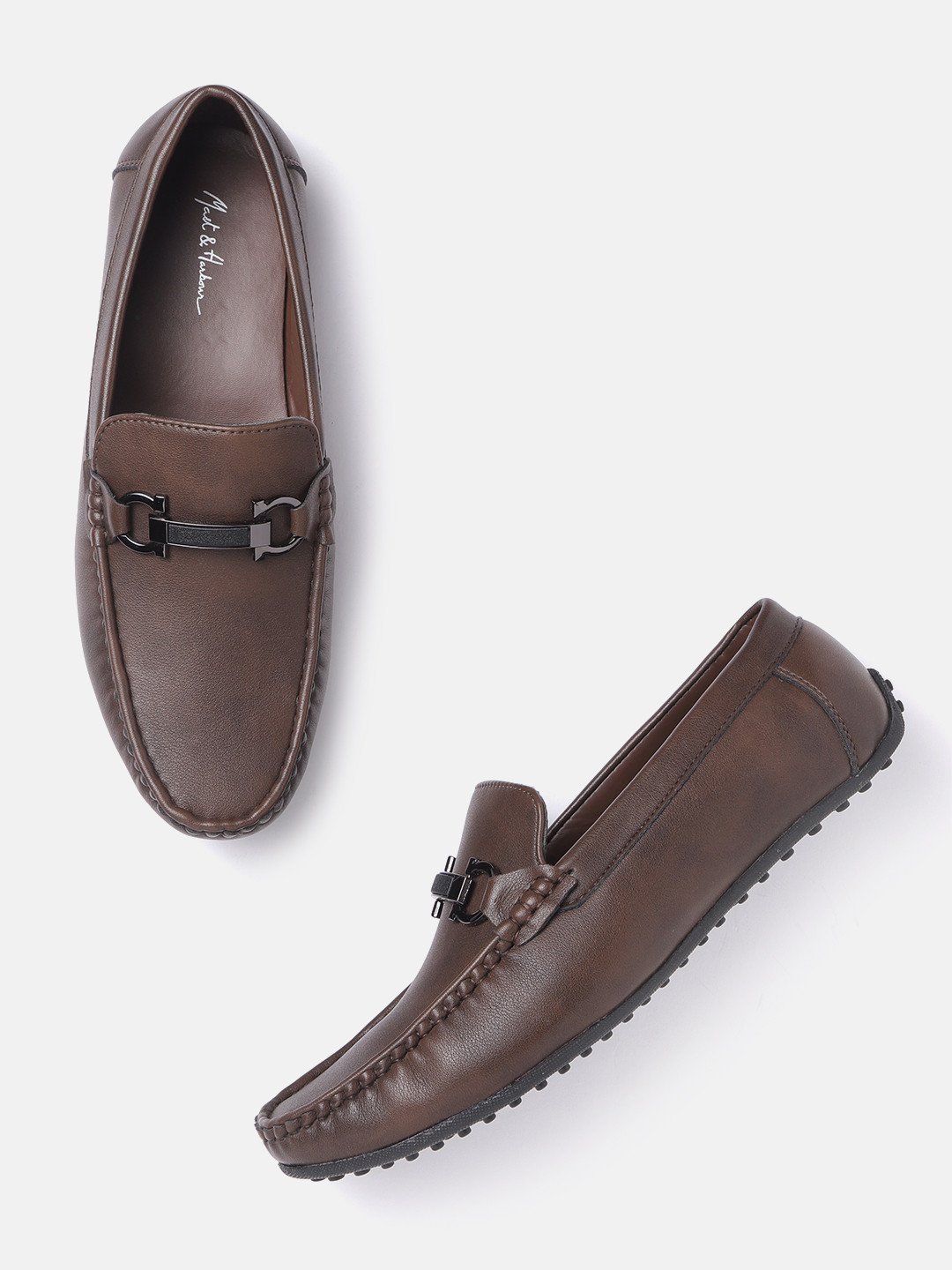 

Mast & Harbour Men Brown Solid Driving Shoes