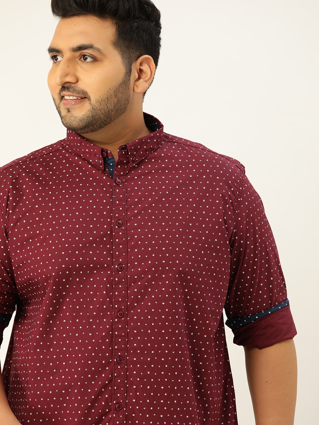 

Sztori Men Plus Size Maroon Floral Printed Casual Shirt