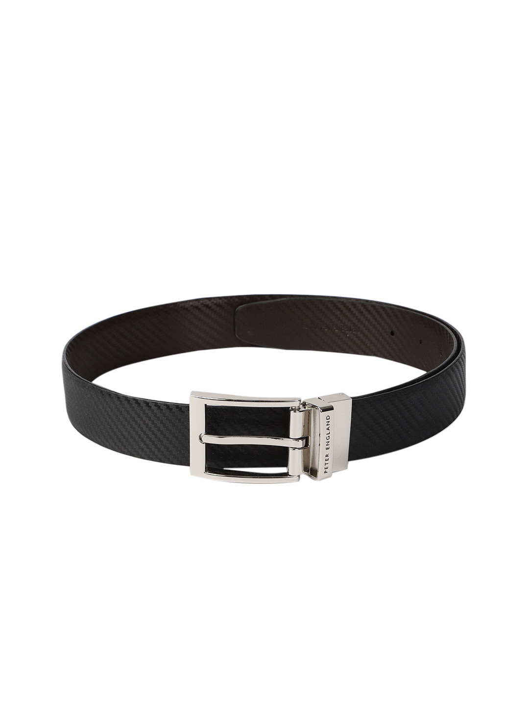 

Peter England Men Black & Brown Textured Reversible Belt