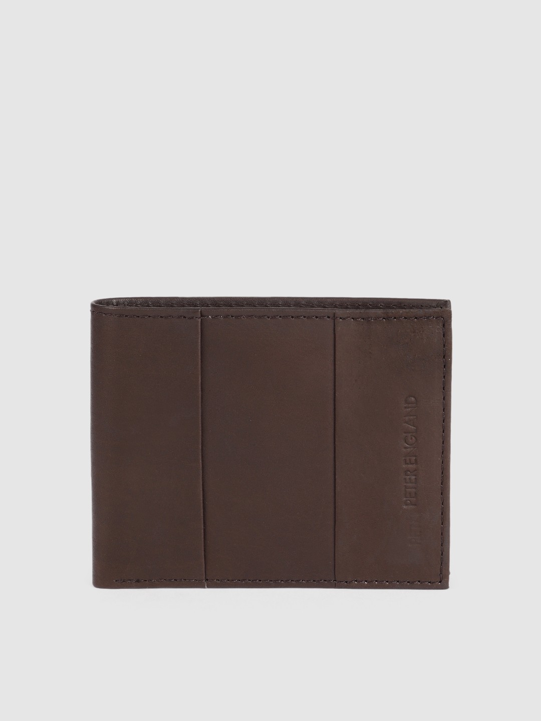 

Peter England Men Brown Solid Leather Two Fold Wallet
