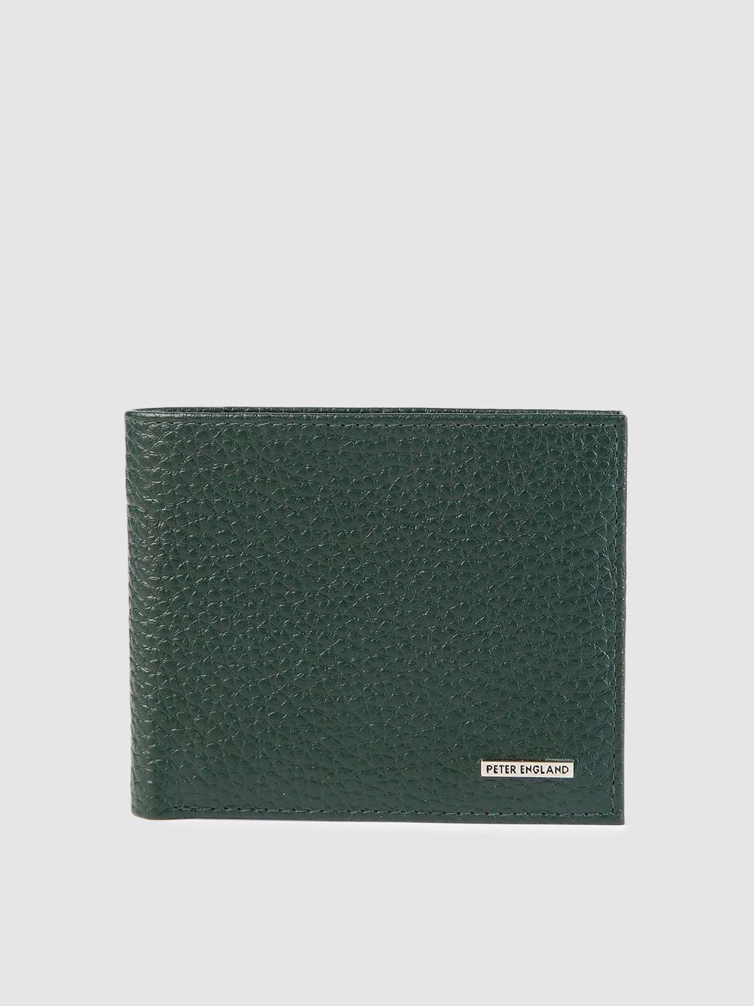 

Peter England Men Green Solid Leather Two Fold Wallet