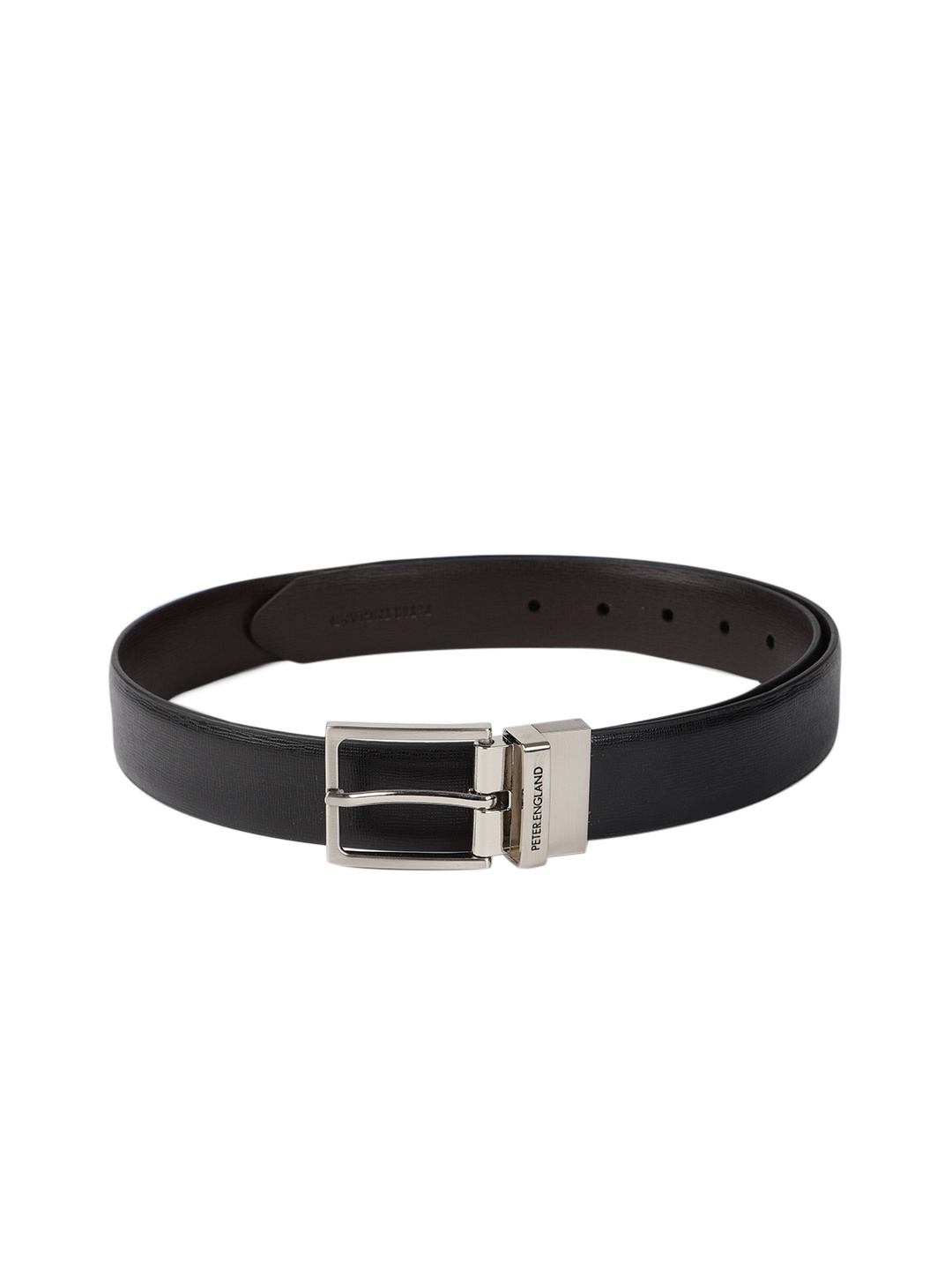 

Peter England Men Black & Brown Textured Reversible Belt