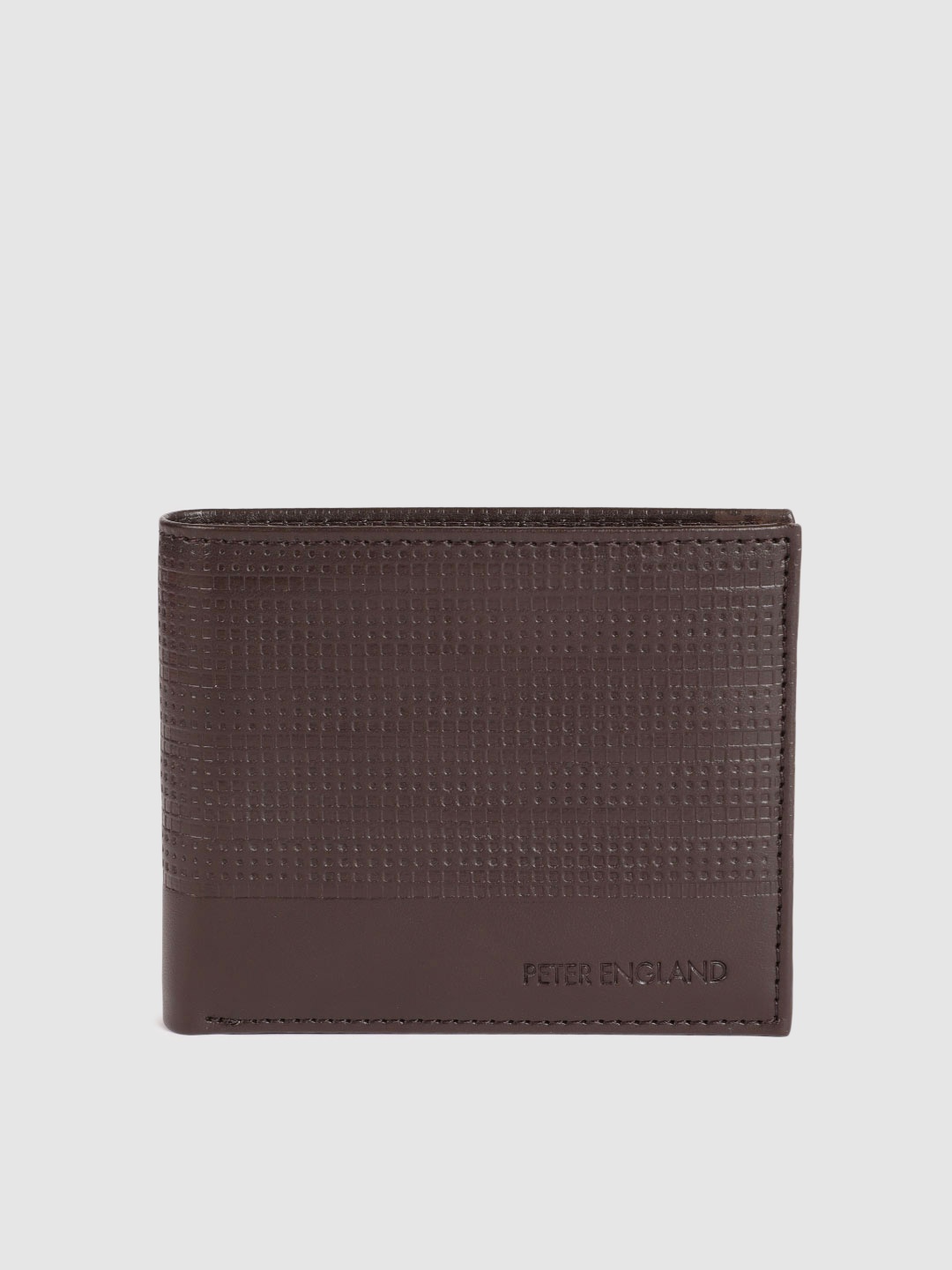 

Peter England Men Brown Textured Leather Two Fold Wallet