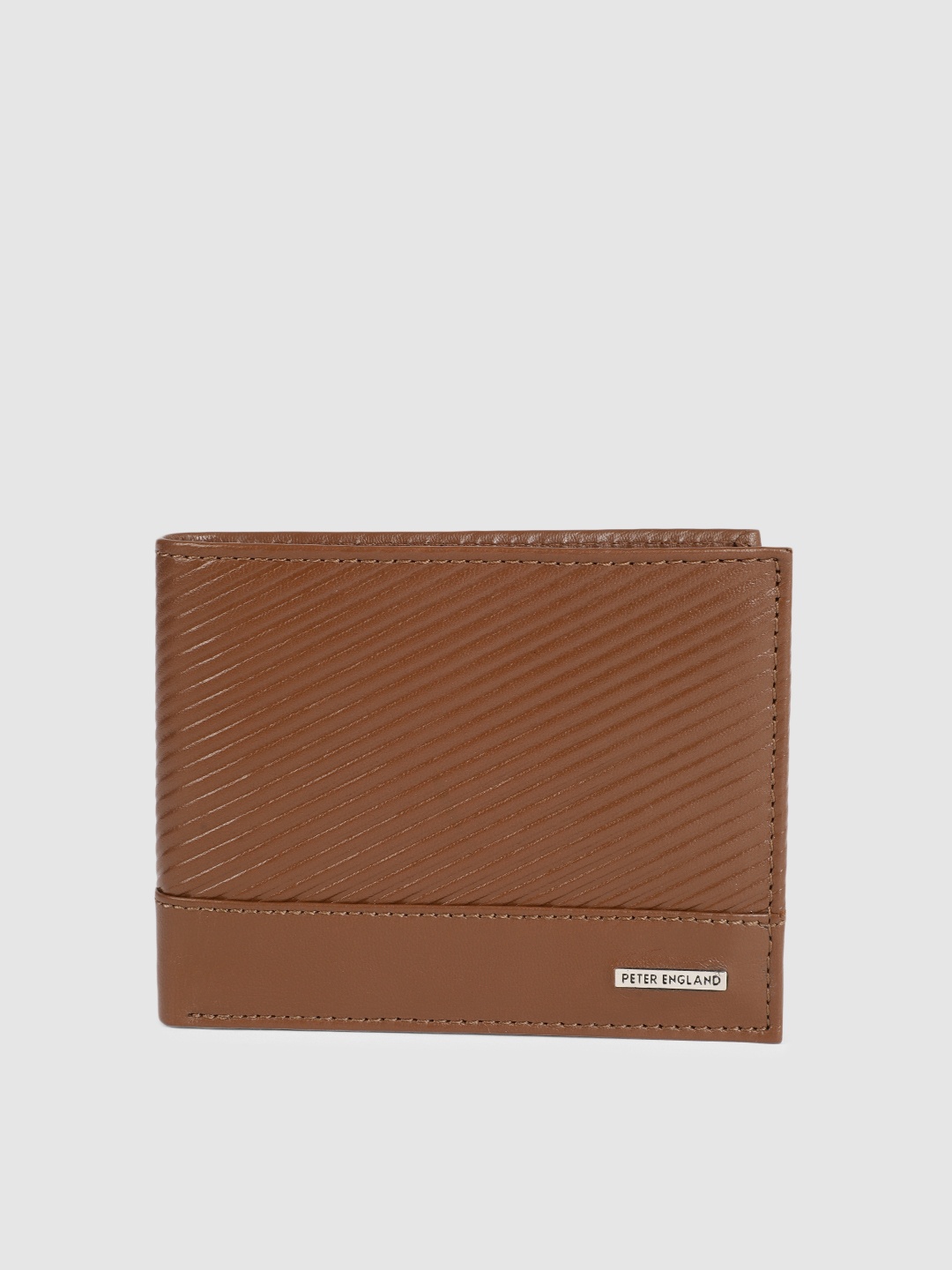 

Peter England Men Brown Textured Leather Two Fold Wallet