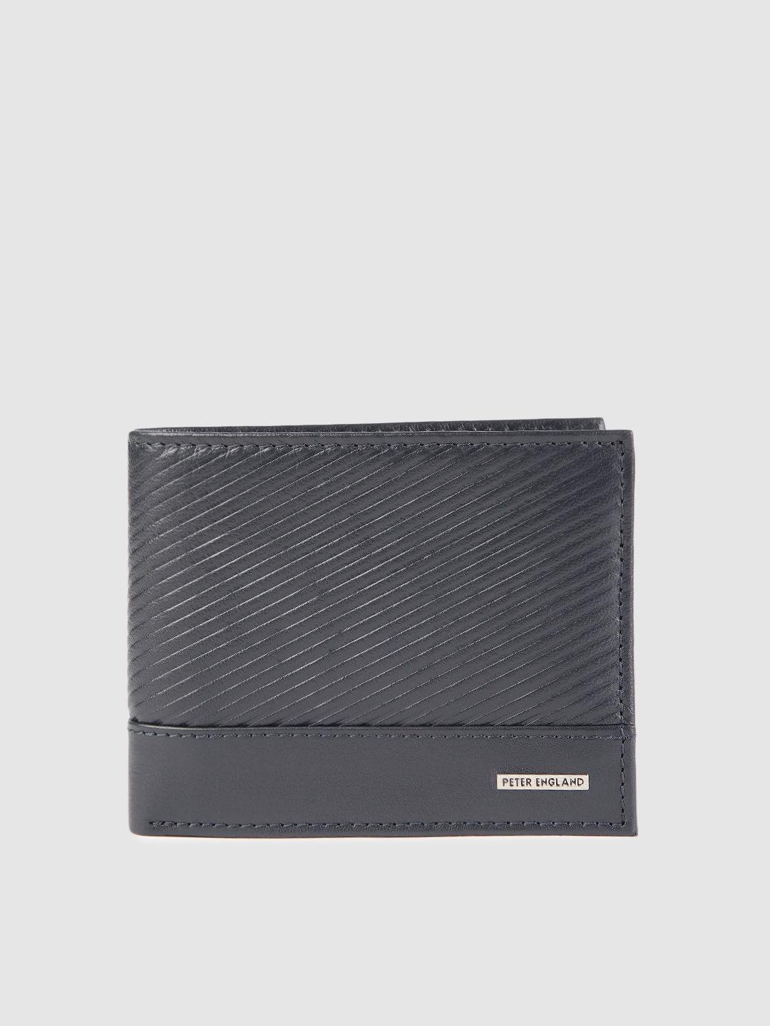 

Peter England Men Navy Blue Textured Leather Two Fold Wallet