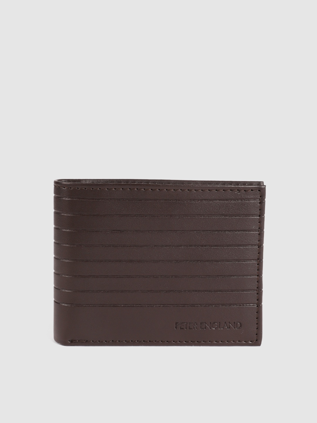 

Peter England Men Brown Textured Leather Two Fold Wallet