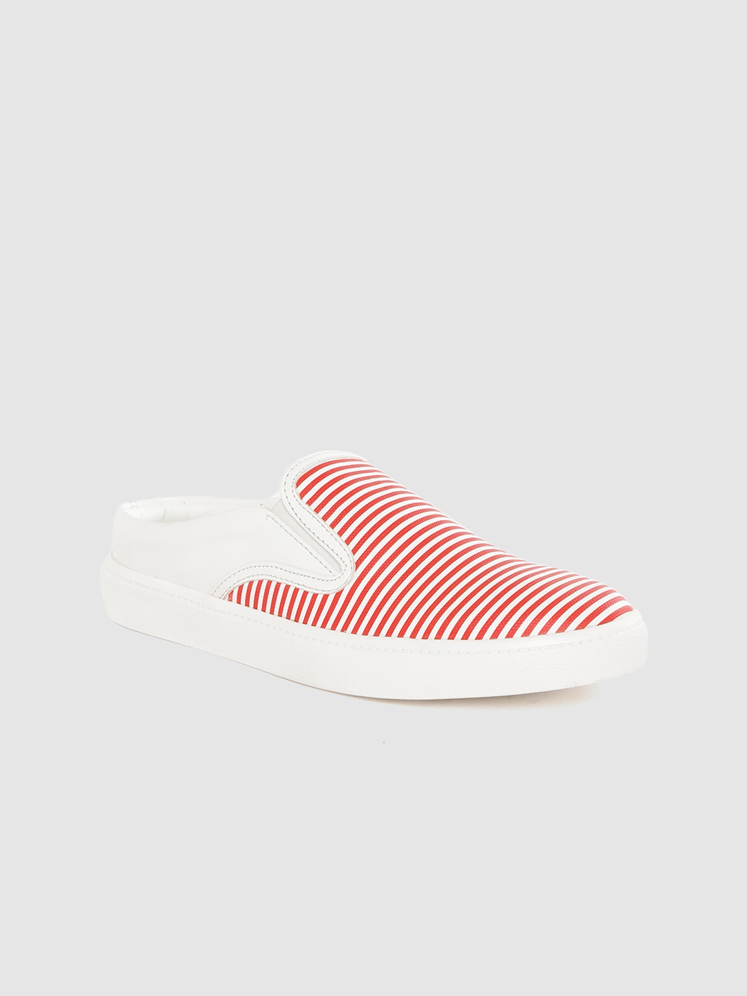 

Mast & Harbour Women Red & White Striped Mule Sneakers