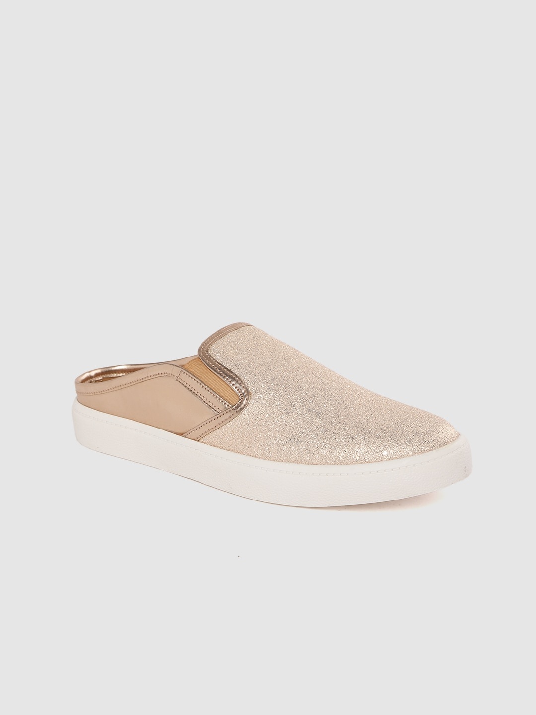 

DressBerry Women Rose Gold-Toned Shimmer Slip-On Sneakers