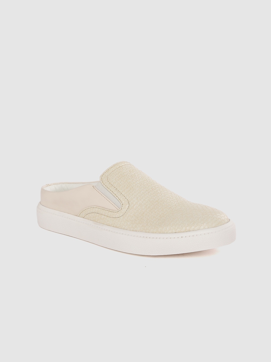 

DressBerry Women Cream-Coloured Textured Slip-On Sneakers