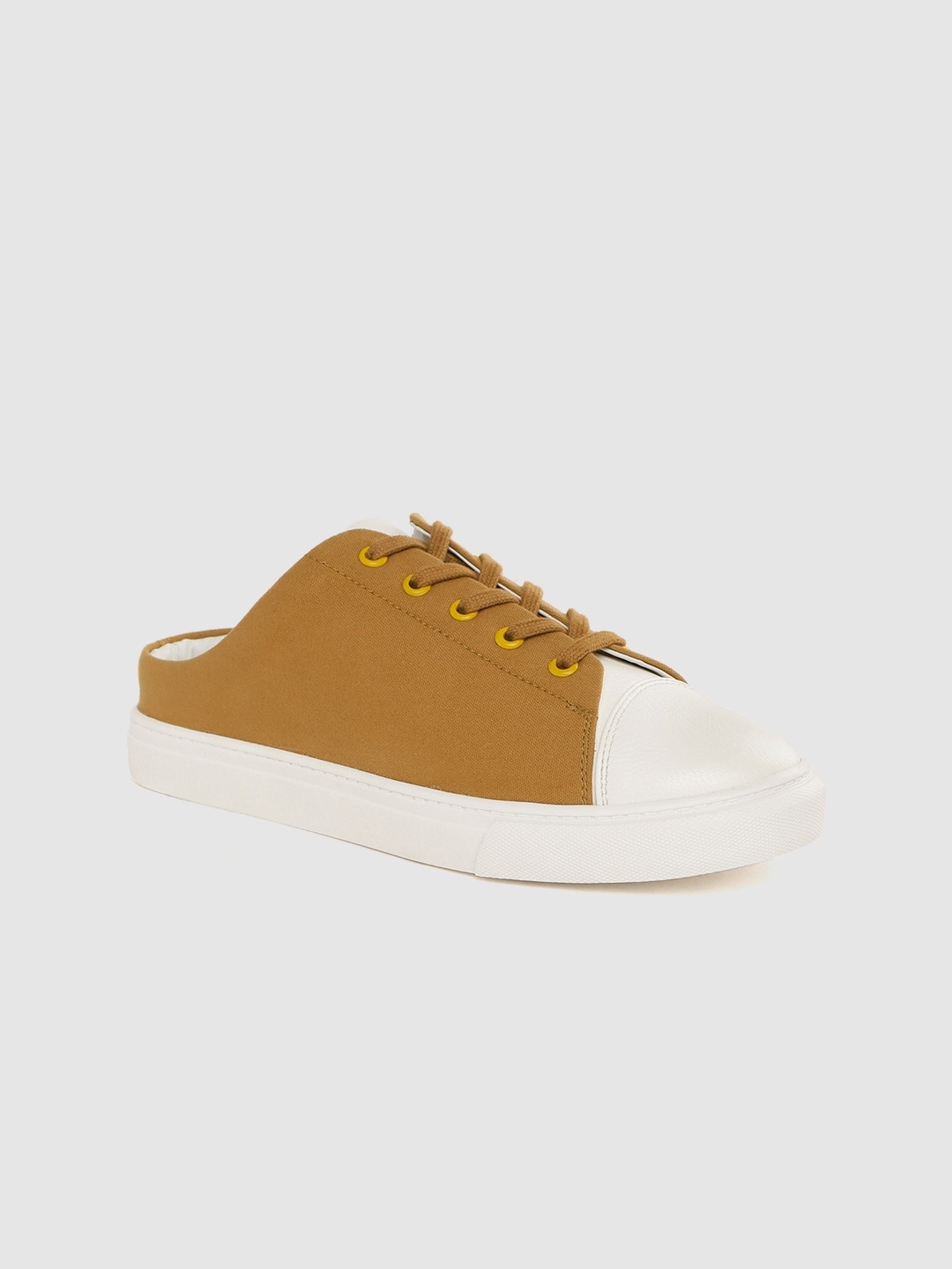 

Mast & Harbour Women Mustard Brown Solid Mule Sneakers