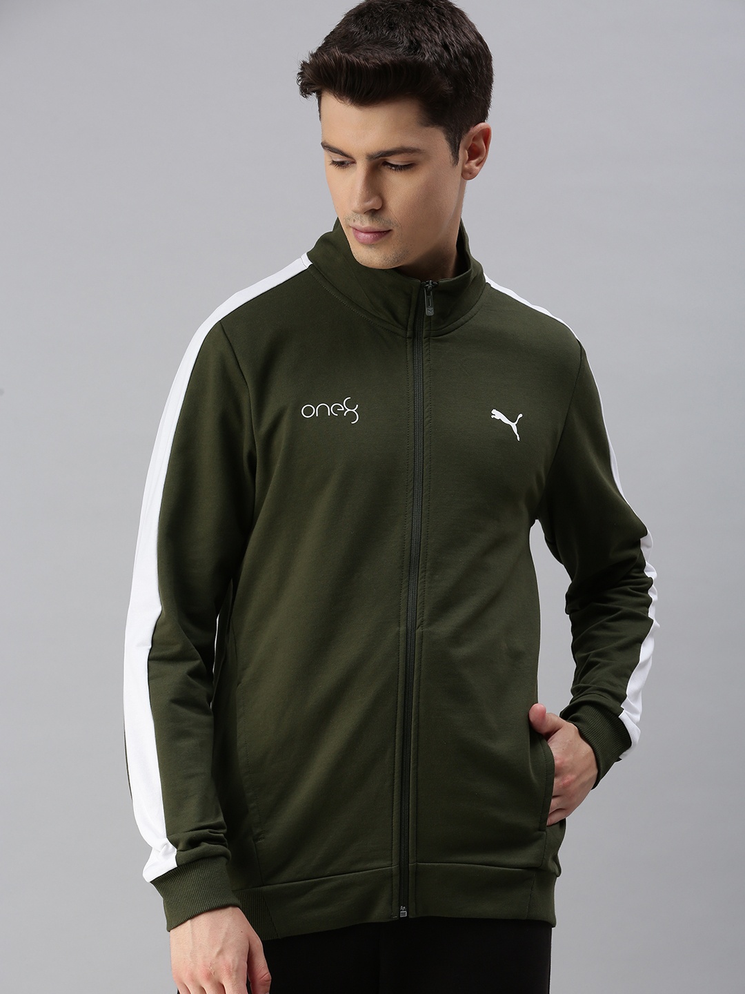 

one8 x PUMA Men Slim Fit Full-Zip Sporty Jacket, Olive