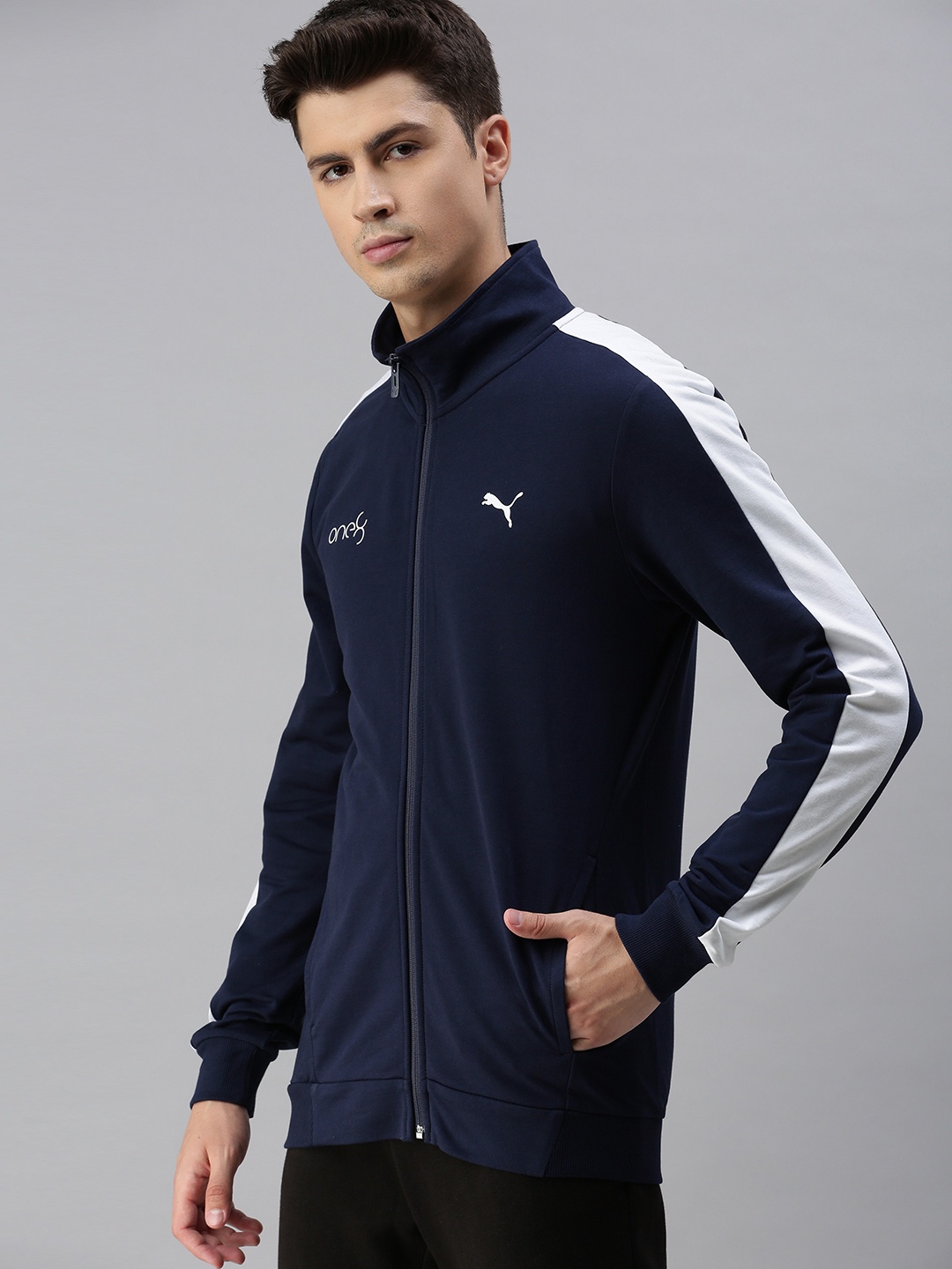 

one8 x PUMA Men Full-Zip Slim Fit Sporty Jacket, Navy blue