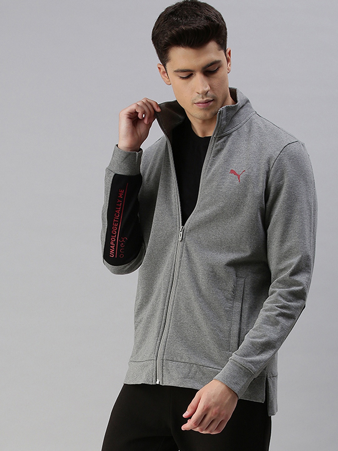 

one8 x PUMA Men Grey Melange Full-Zip Sporty Jacket