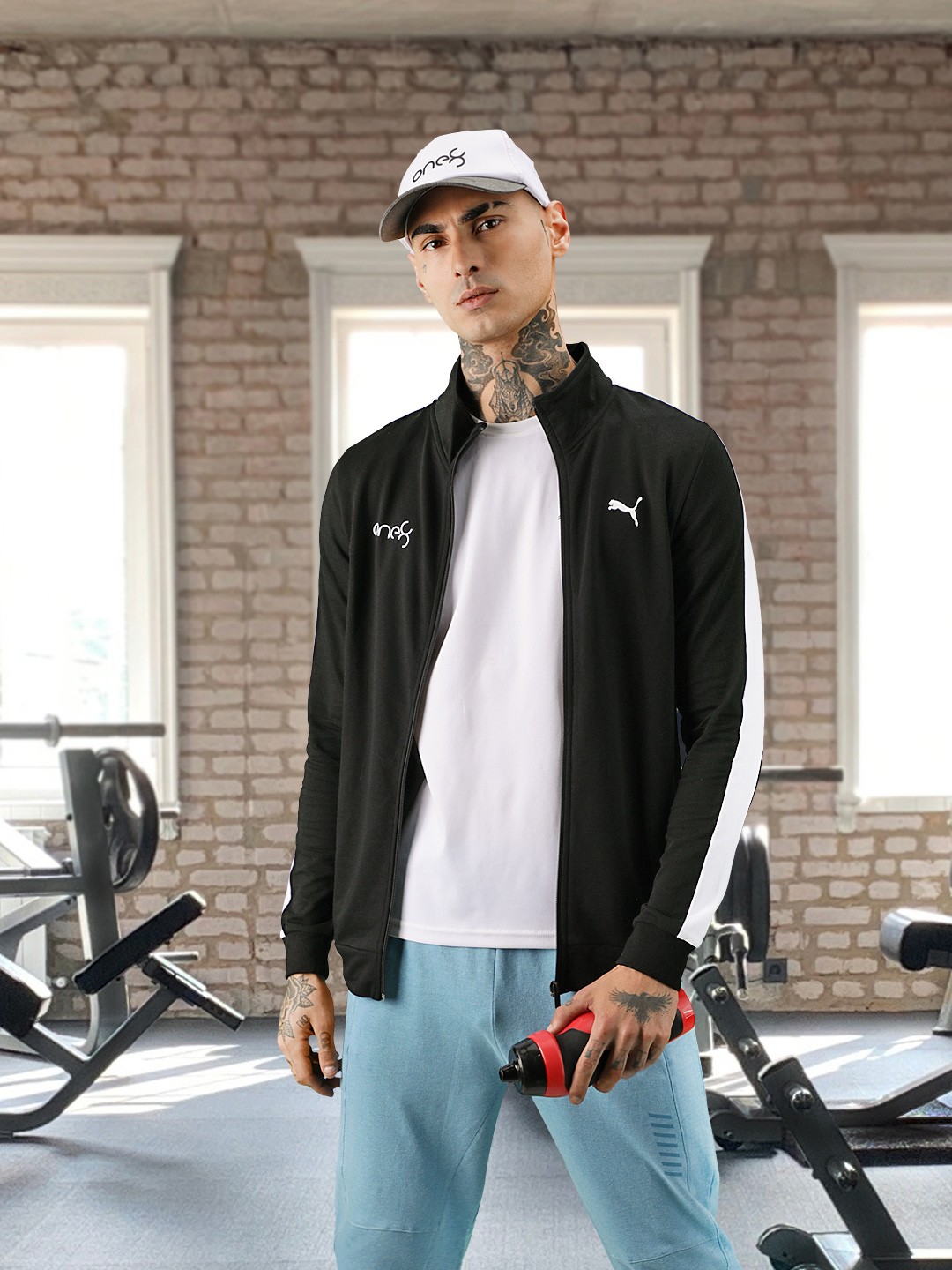 

one8 x PUMA Men Black Slim Fit Full-Zip Sporty Jacket