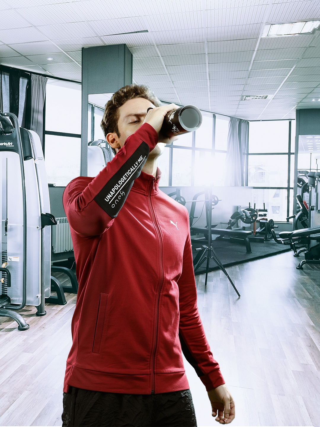 

one8 x PUMA Men Maroon Full-Zip Sporty Jacket