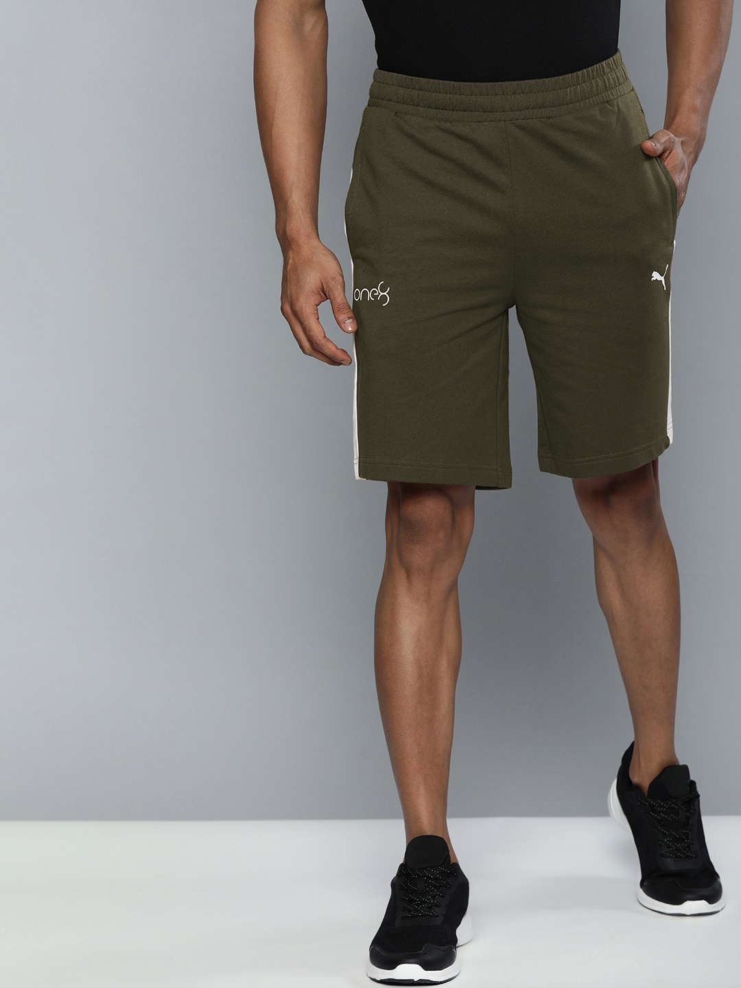 

one8 x PUMA Men Olive Green Contrast Panel Regular Fit Shorts