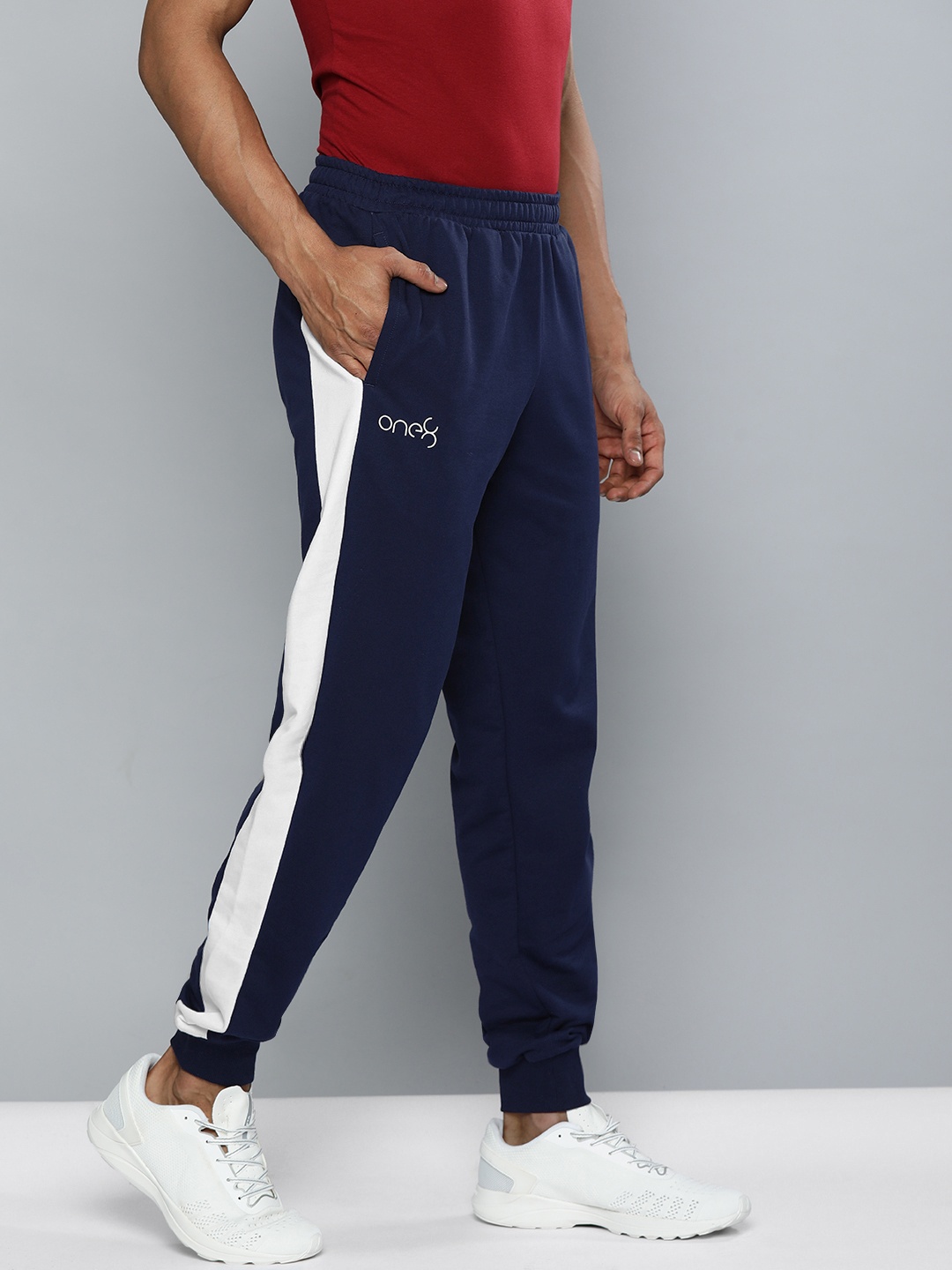

one8 x PUMA Men Navy Blue Slim Fit Solid VK Joggers with Contrast Panels