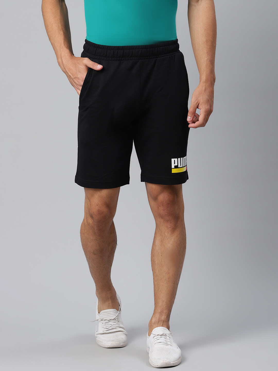 

Puma Men Black Graphic Regular Fit Sports Shorts