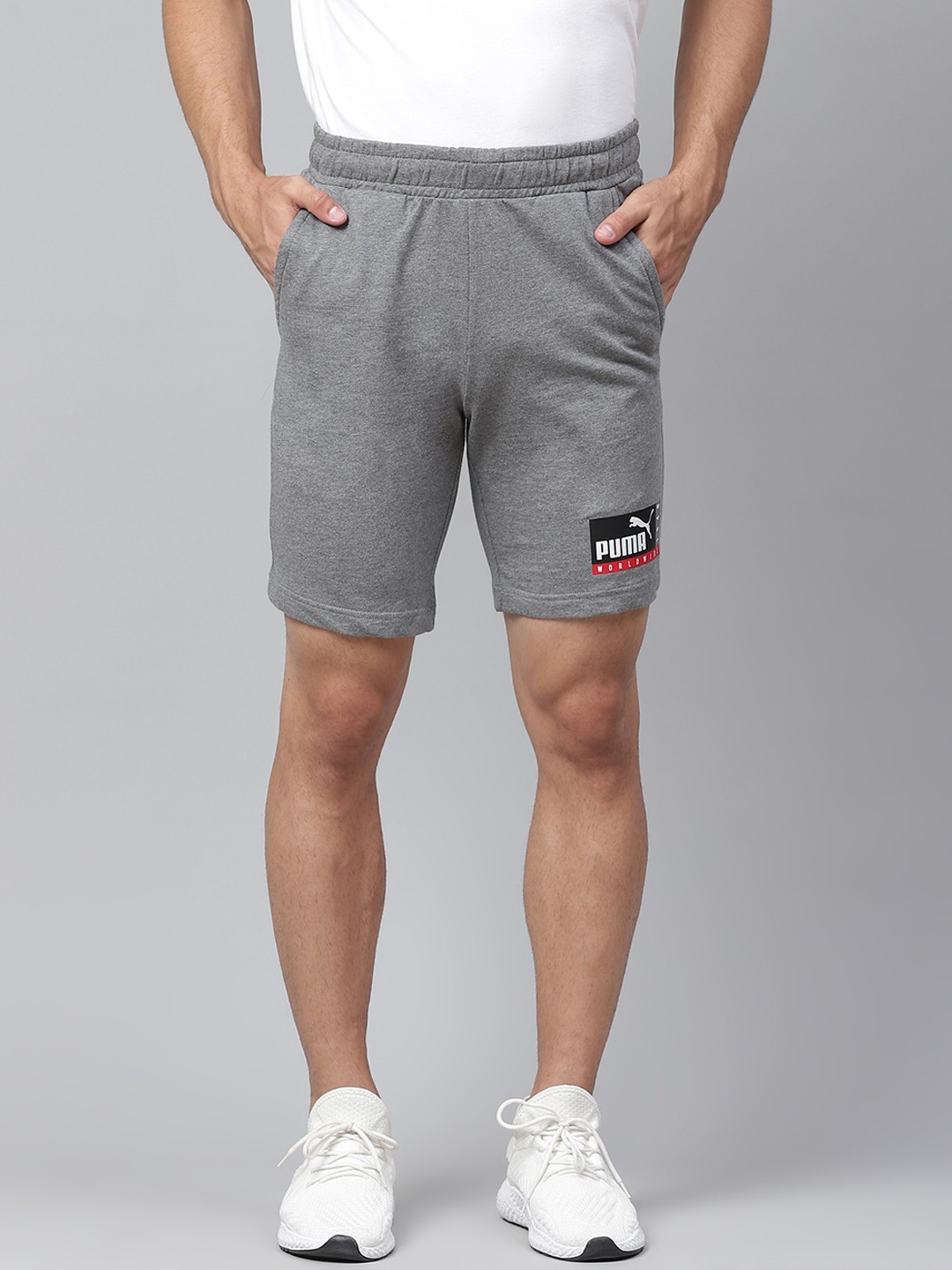 

Puma Men Grey 9 Medium Heathe Mid-Rise Sports Shorts