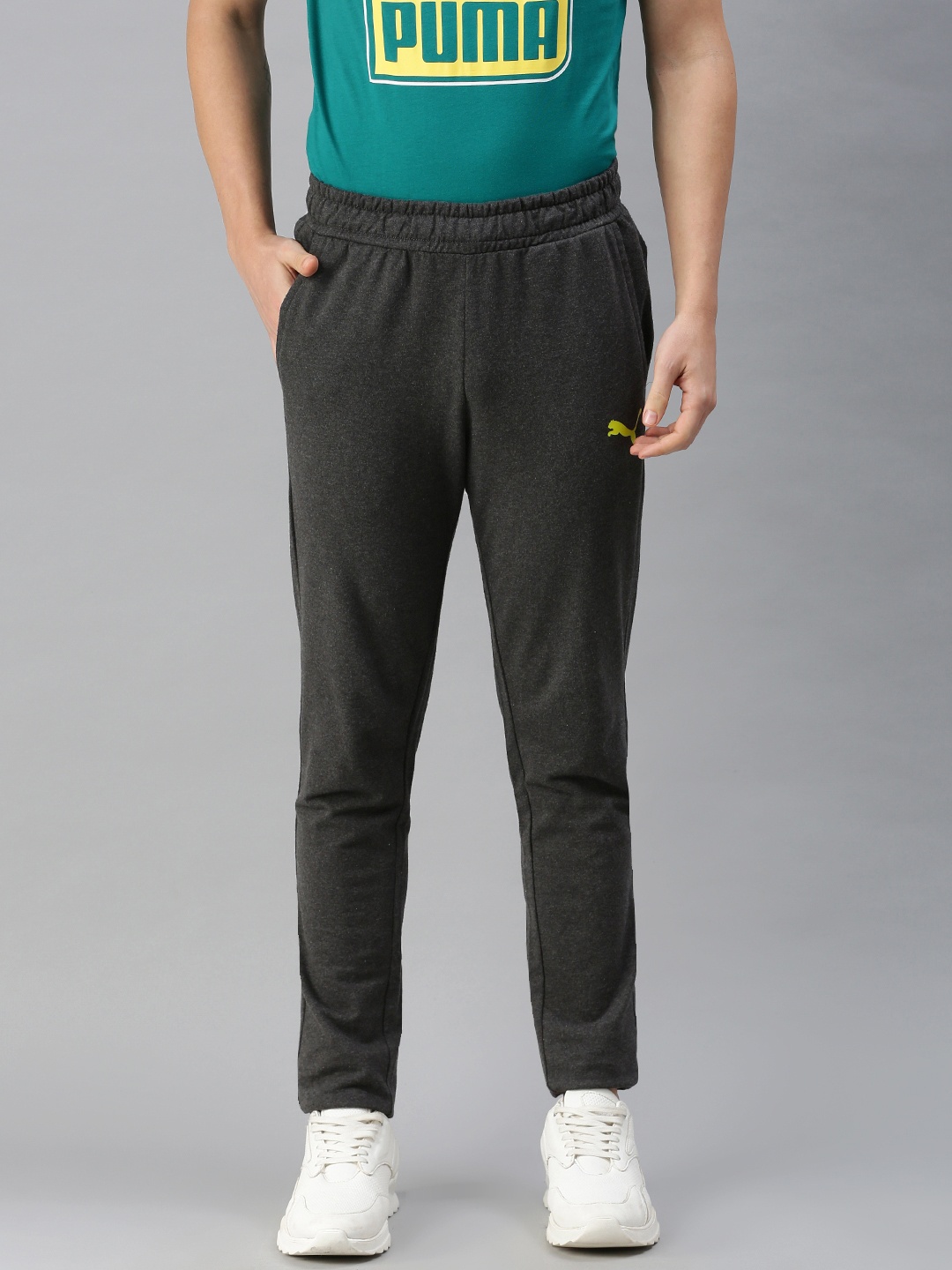 

Puma Men Slim Fit Solid Straight Fit Graphic 11 Track Pant, Charcoal
