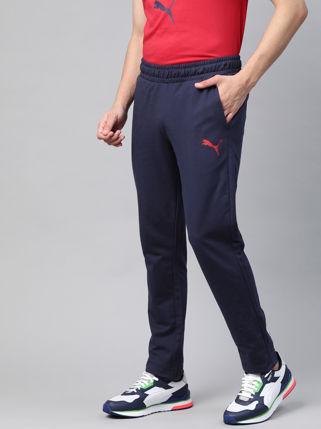 

Puma Men Graphic Print Slim Fit Track Pants, Navy blue