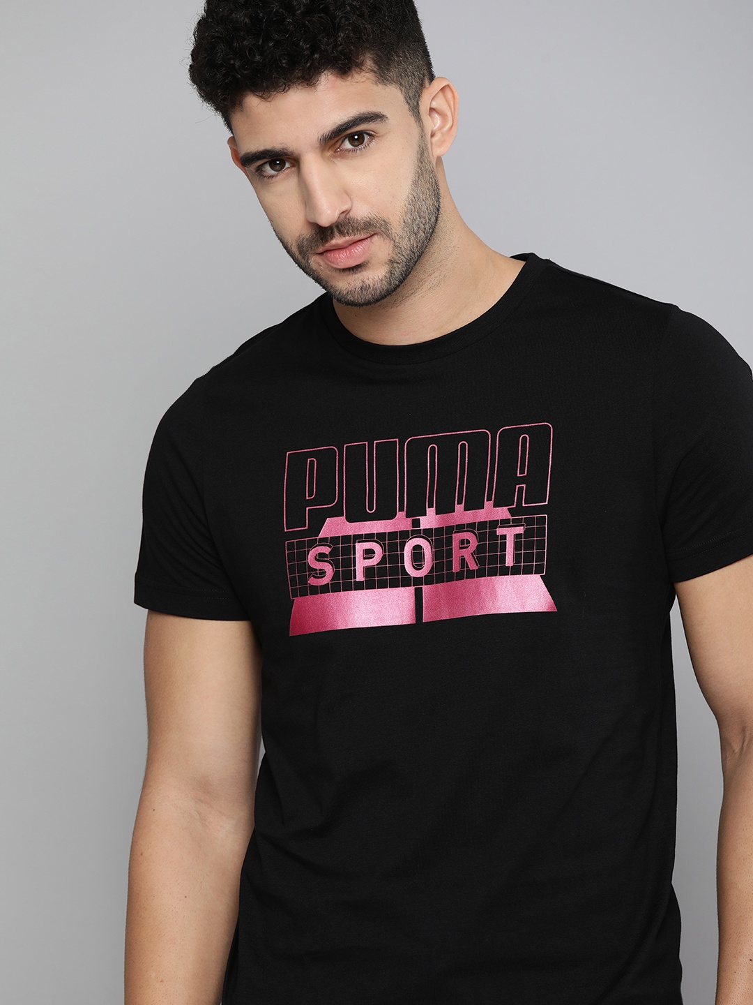 

Puma Men Black Pink Printed Pure Cotton Slim Fit T-shirt