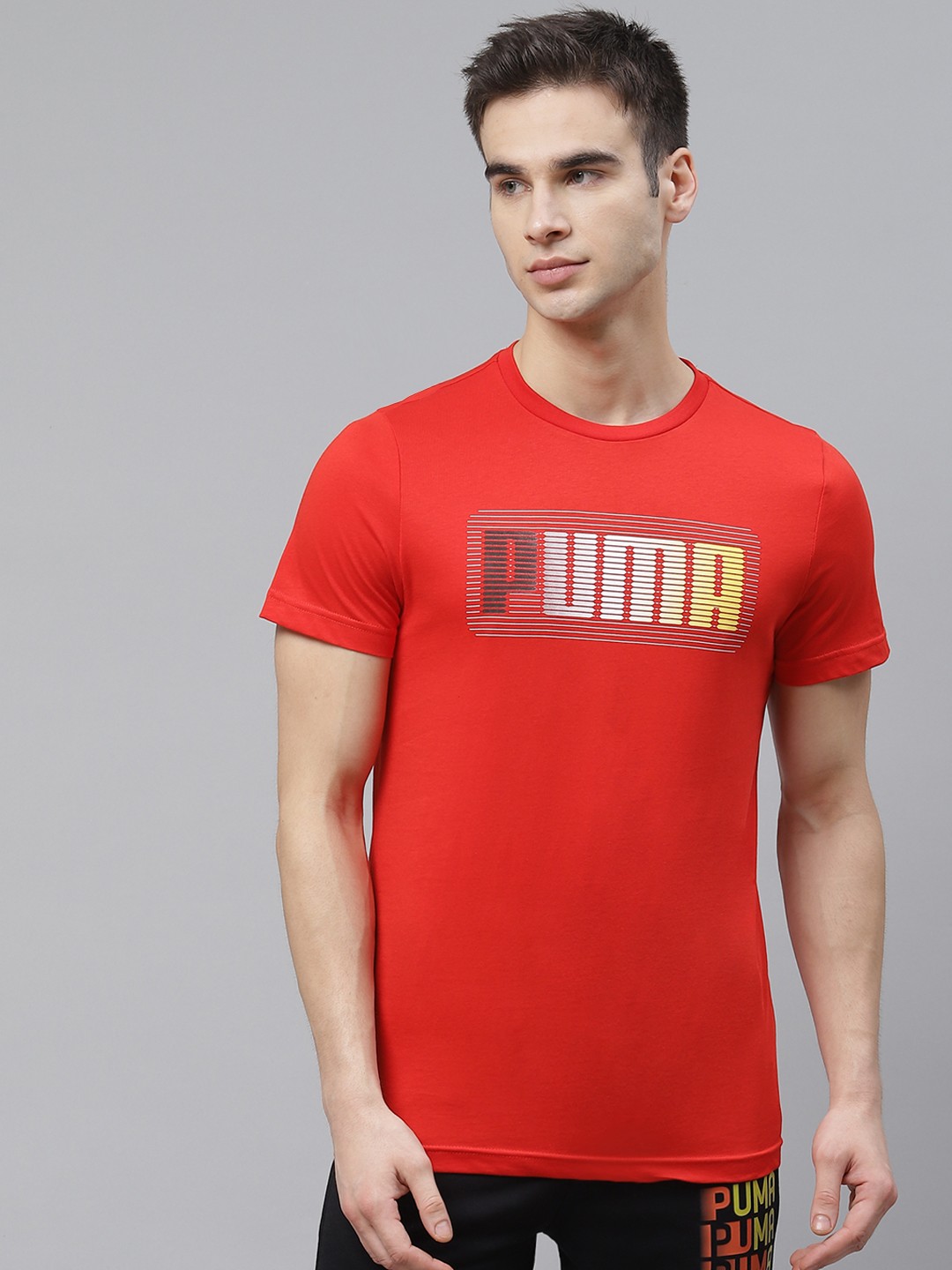 

Puma Men Red Slim Fit Graphic 16 Brand Logo Printed Round Neck T-shirt