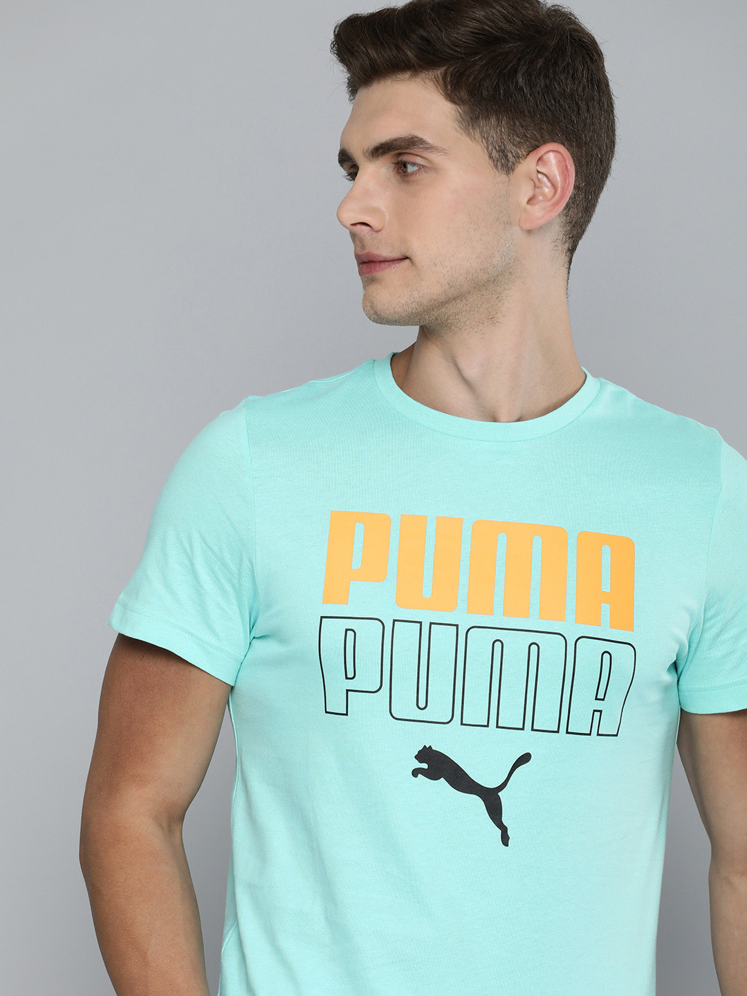 

Puma Men Blue & Yellow Printed T-shirt