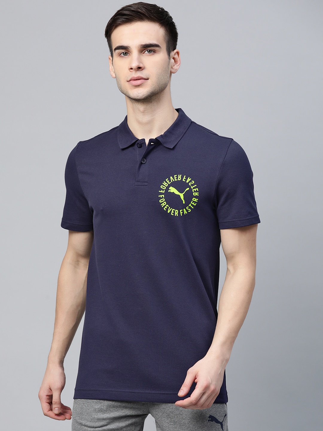 

Puma Men Navy Blue Polo Collar T-shirt