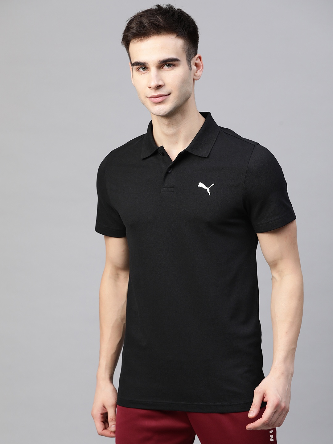 

Puma Men Black Graphic 13 Polo Collar T-shirt