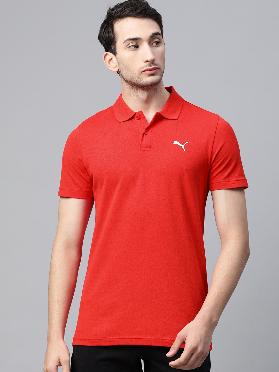 

Puma Men Red Solid Graphic Polo 13 T-shirt
