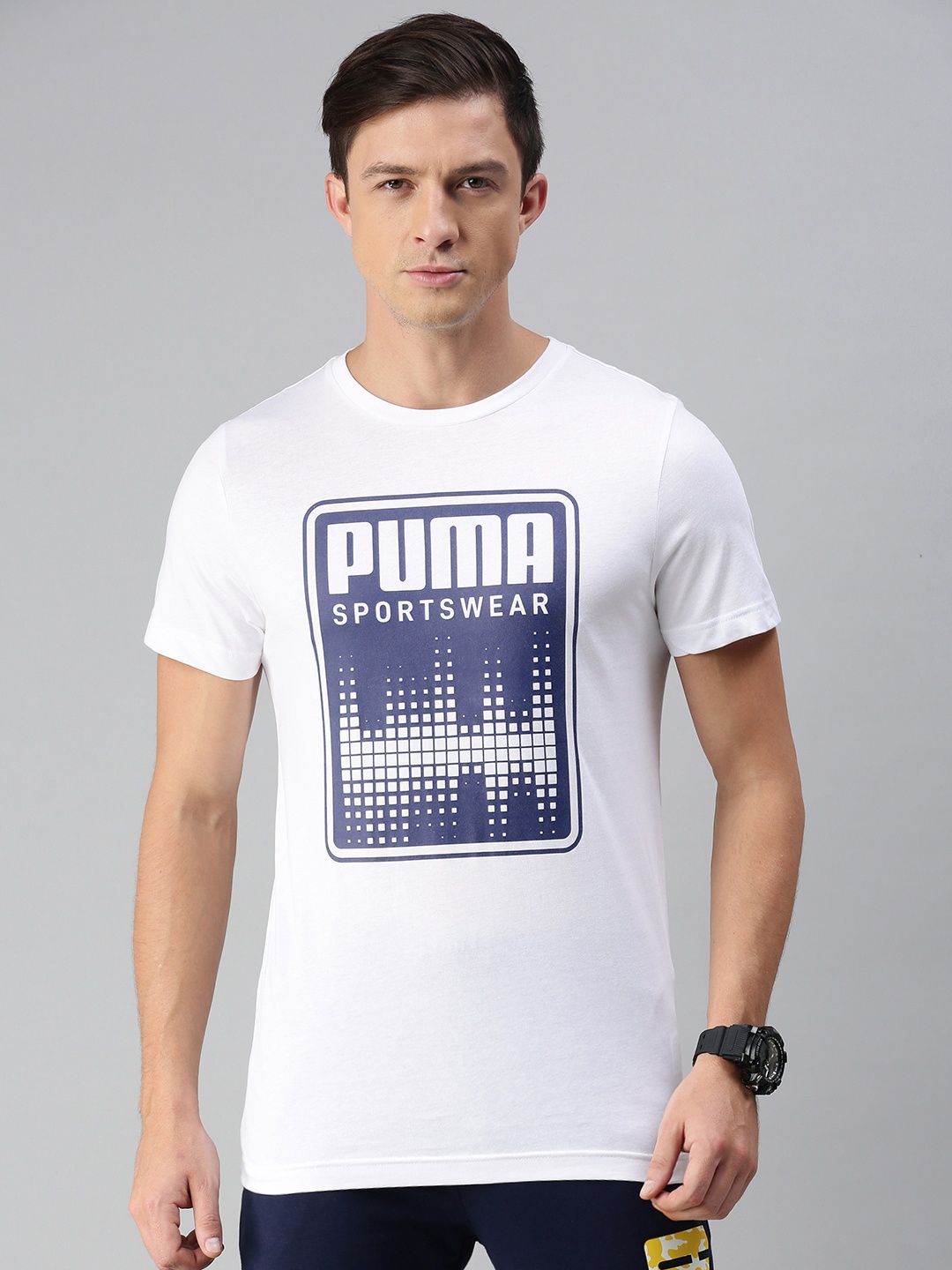 

Puma Men Slim Fit Brand Logo Graphic 6 Printed Pure Cotton T-shirt, White
