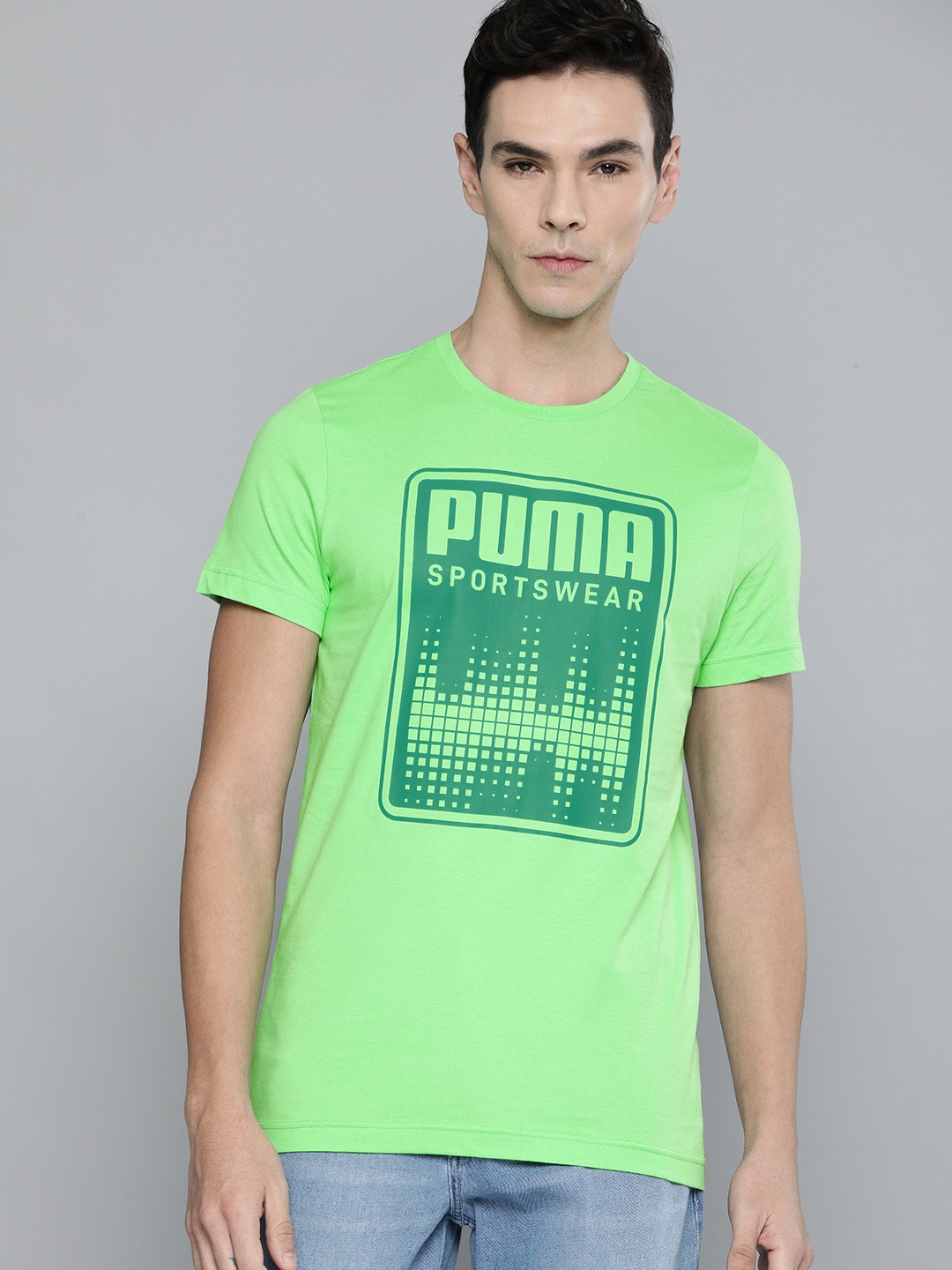 

Puma Men Green Printed Pure Cotton T-shirt