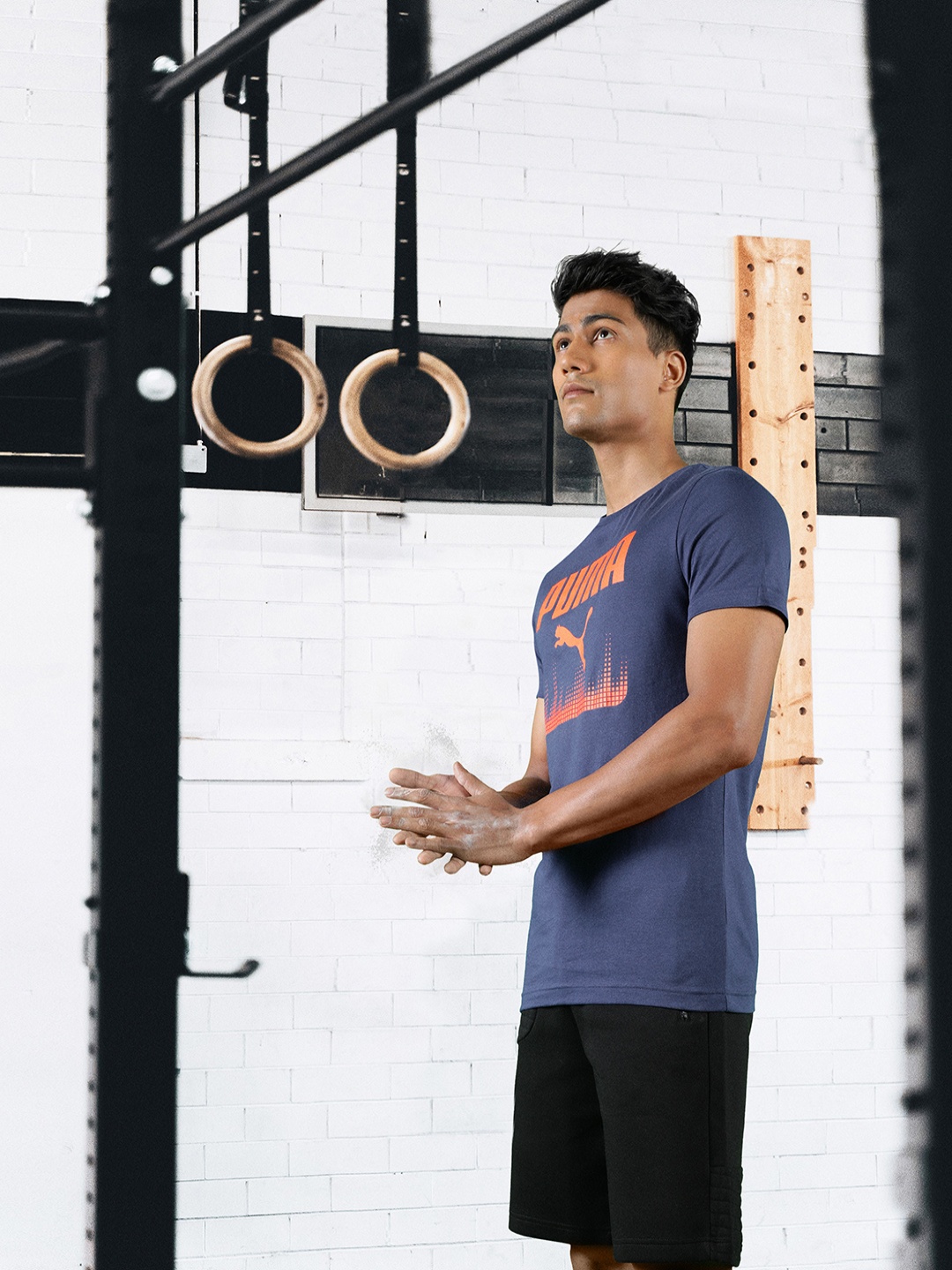 

Puma Men Blue Orange Box Graphic Pure Cotton Slim Fit T-shirt