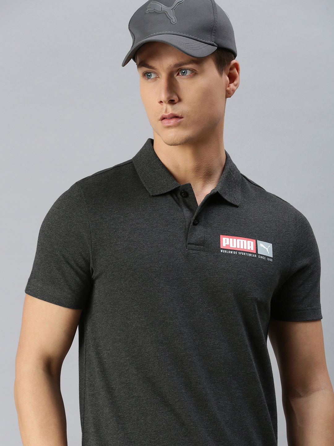 

Puma Men Grey Polo Collar 5 T-shirt