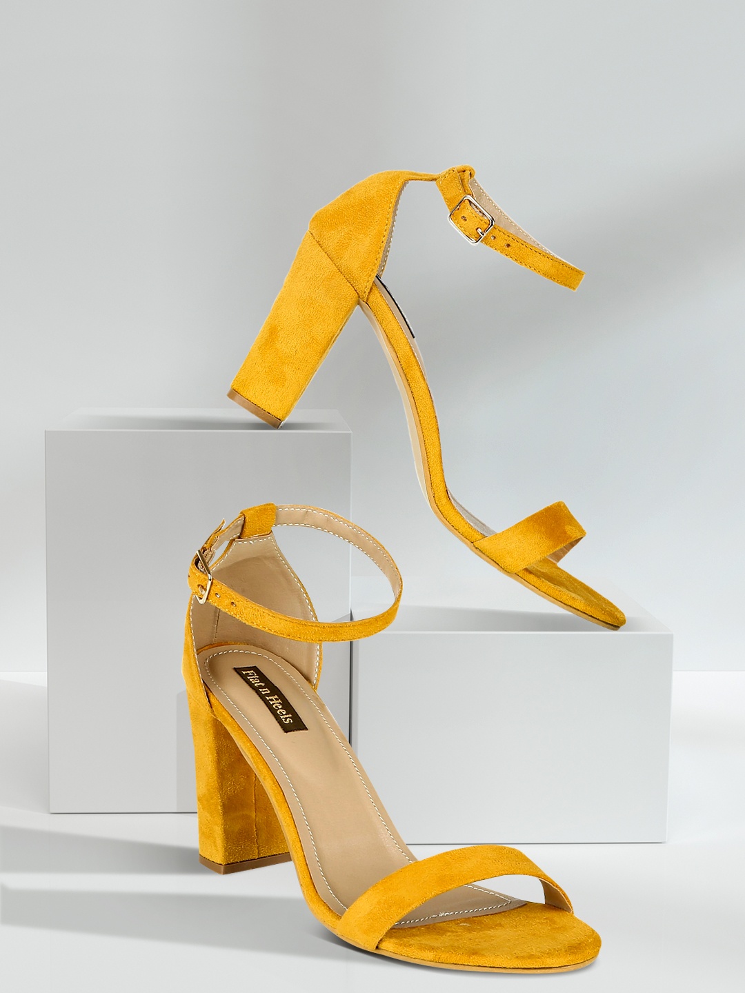 

Flat n Heels Women Yellow Solid Block Heels