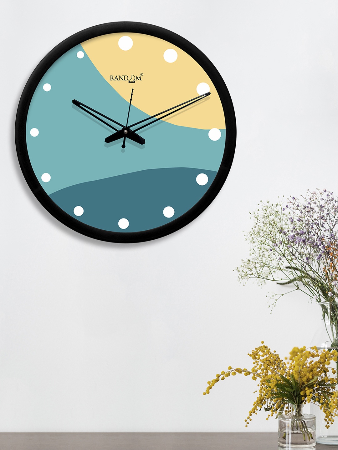 

RANDOM Teal & Yellow Round Colourblocked 30.4 cm Analogue Wall Clock